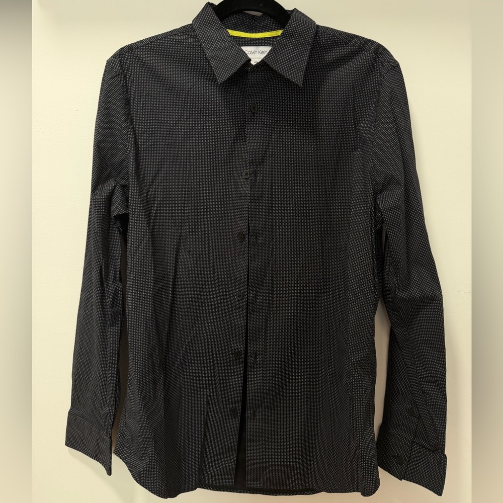 Calvin Klein Black and Gray Polka Dot Shirt